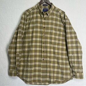 Vintage Pendleton Sir Pendleton 100 Wool Shirt Men Size XL Green Plaid Work Hole